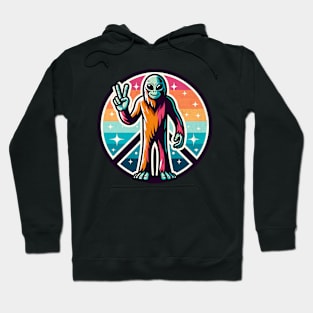 Retro Bigfoot Peace Sign Hoodie